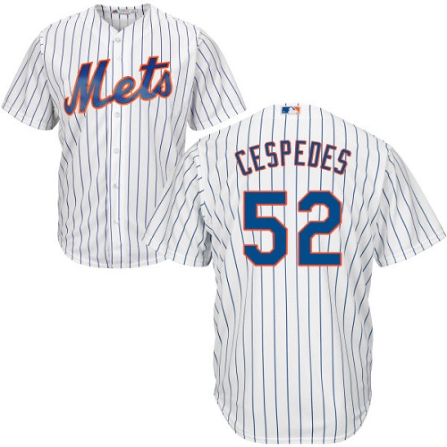 Mets #52 Yoenis Cespedes White(Blue Strip) Cool Base Stitched Youth MLB Jersey - Click Image to Close